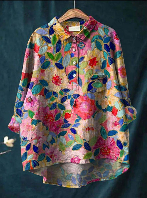Womens Blouses Floral Print, Floral Blouses for Women in Sizes S to 5XL