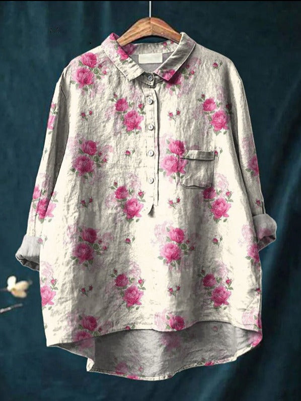 Womens Blouses Floral Print, Button Up Blouse for Work – image 7
