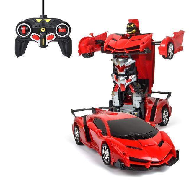 Remote Control Car, Transforming Toy Car with LED Lights and Sound, Toy Robot with 360 Degree Spins
