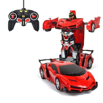 Remote Control Car, Transforming Toy Car with LED Lights and Sound, Toy Robot with 360 Degree Spins