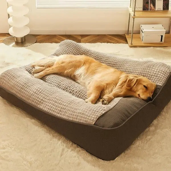 Large Dog Bed, Dog Bed with Bolster and Removable Washable Cover, Plush Pet Bed for Big Dogs
