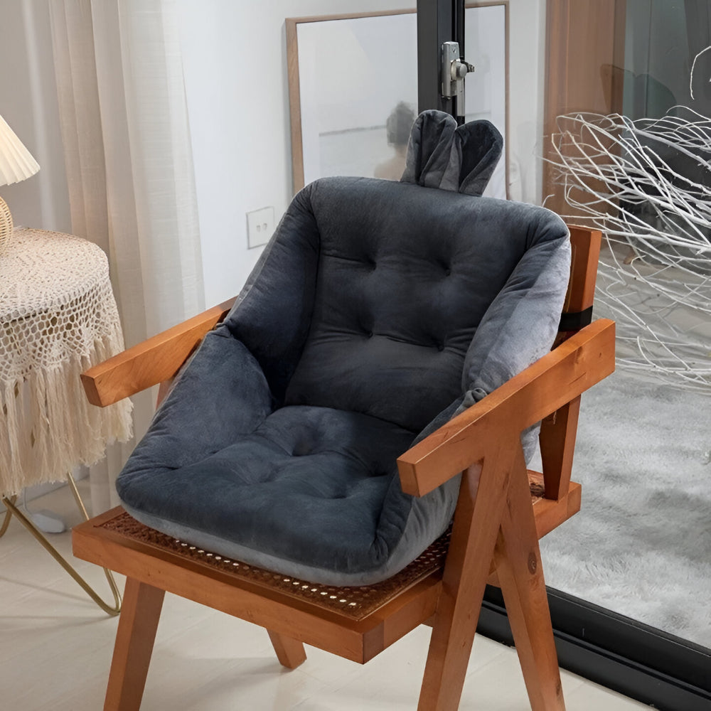 Office Chair Cushion with Backrest, Quilted Velvet Seat Cushion