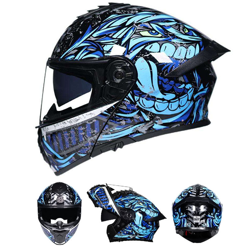 Modular Motorcycle Helmets, Flip Up Modular Helmet with Inner Sun Lens