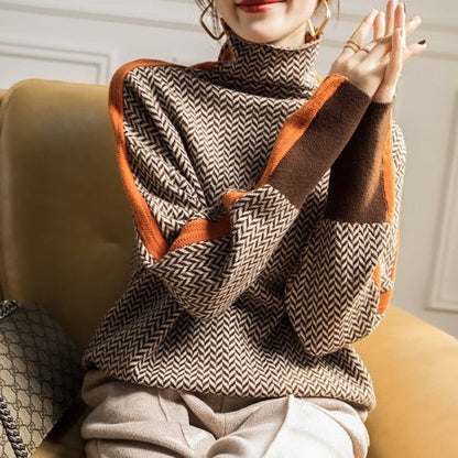 Striped Sweaters for Women, Womens Fall Sweater with Contrasting Stripes