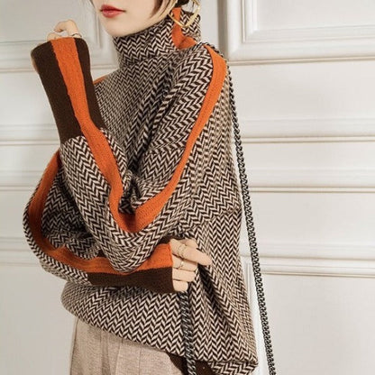 Striped Sweaters for Women, Womens Sweater with High Neck