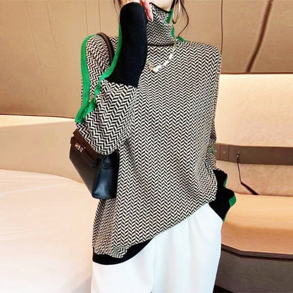 Striped Sweaters for Women, Womens Sweater with High Neck – image 4