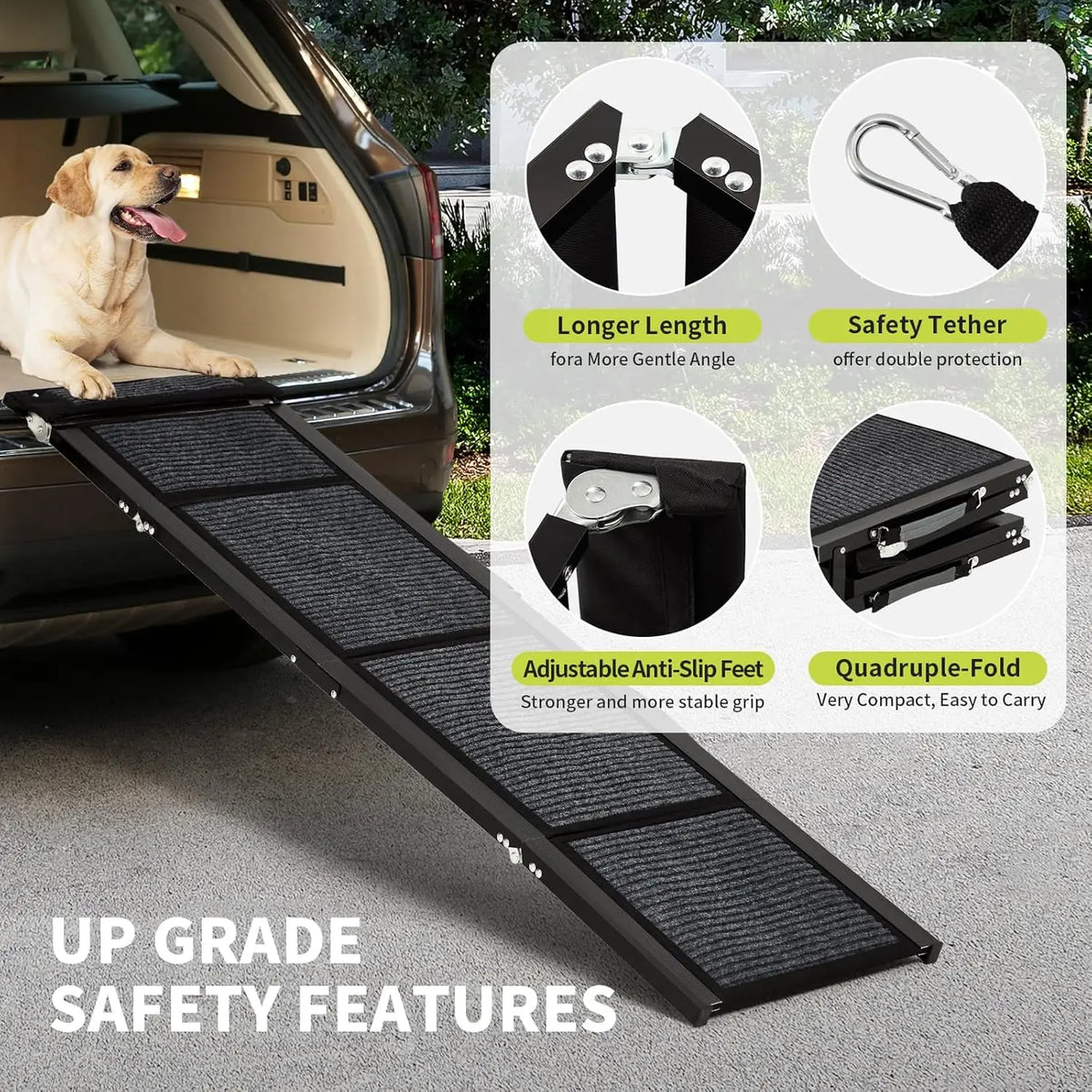 Dog Ramp for Car and Bed, Non Slip Pet Ramp for SUV and Truck