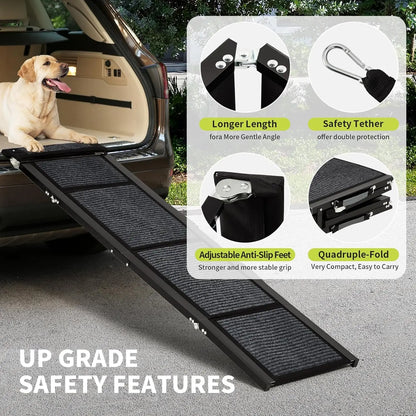 Dog Ramp for Car and Bed, Non Slip Pet Ramp for SUV and Truck