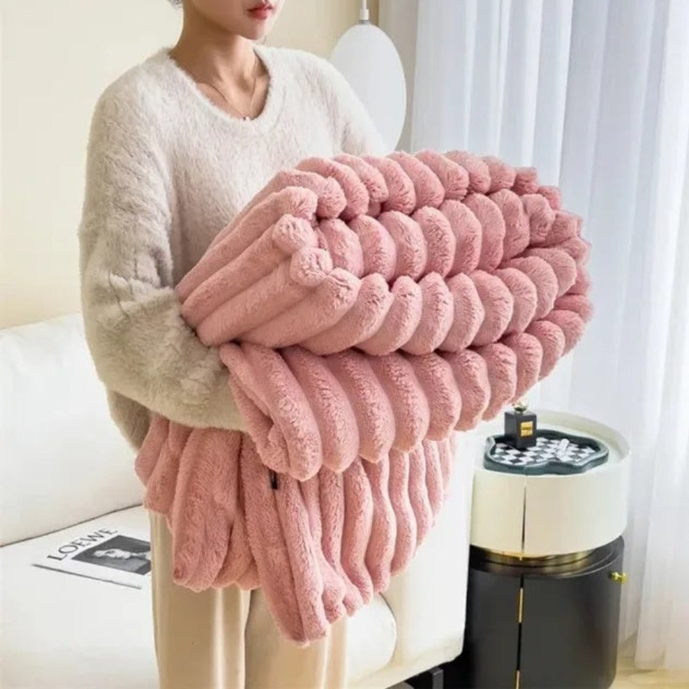 Throw Blankets for Couch, Fluffy Striped Throw Blanket for Sofa and Bed – image 11