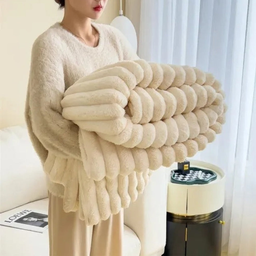 Throw Blankets for Couch, Fluffy Striped Throw Blanket for Sofa and Bed – image 8