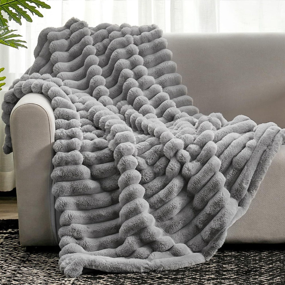 Throw Blankets for Couch, Fluffy Striped Throw Blanket for Sofa and Bed, Soft Cozy Blanket, Housewarming Gift