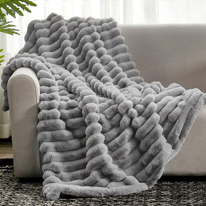Throw Blankets for Couch, Fluffy Striped Throw Blanket for Sofa and Bed, Soft Cozy Blanket, Housewarming Gift
