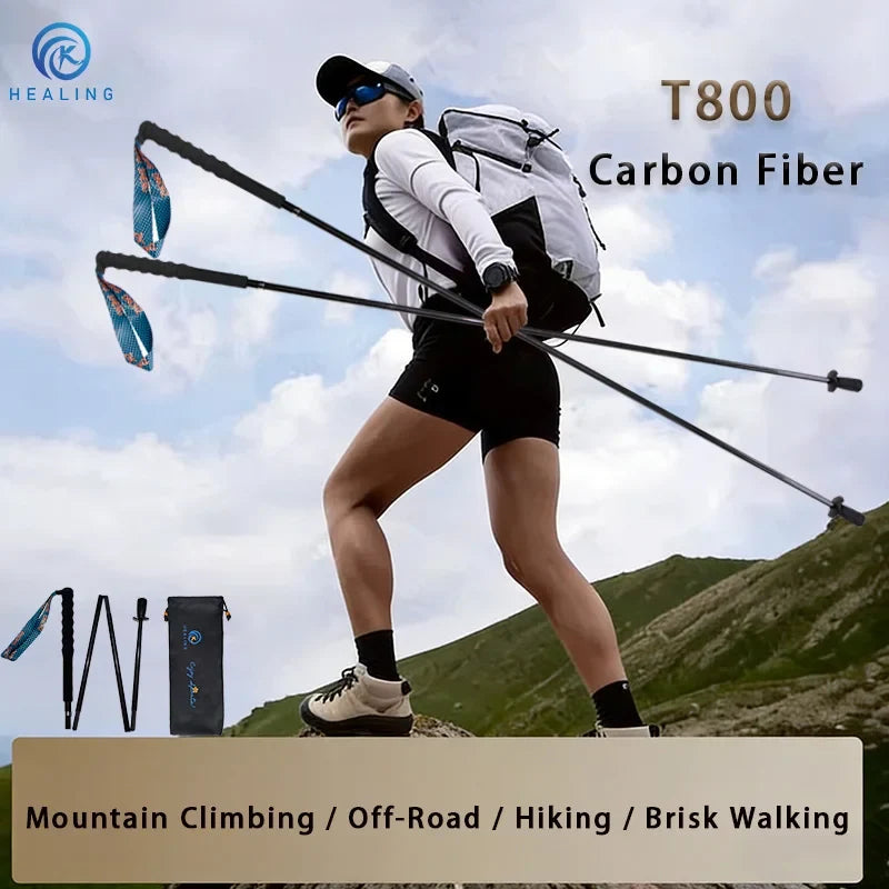 Folding Trekking Poles, Adjustable Hiking Poles, Collapsible Walking Stick for Hiking and Outdoor Walks