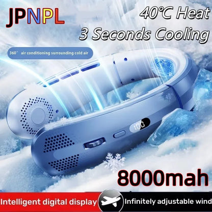 Portable Neck Fan with LED Display, Hands Free Personal Fan, Battery Operated Fan with 100 Speeds for Travel and Sports
