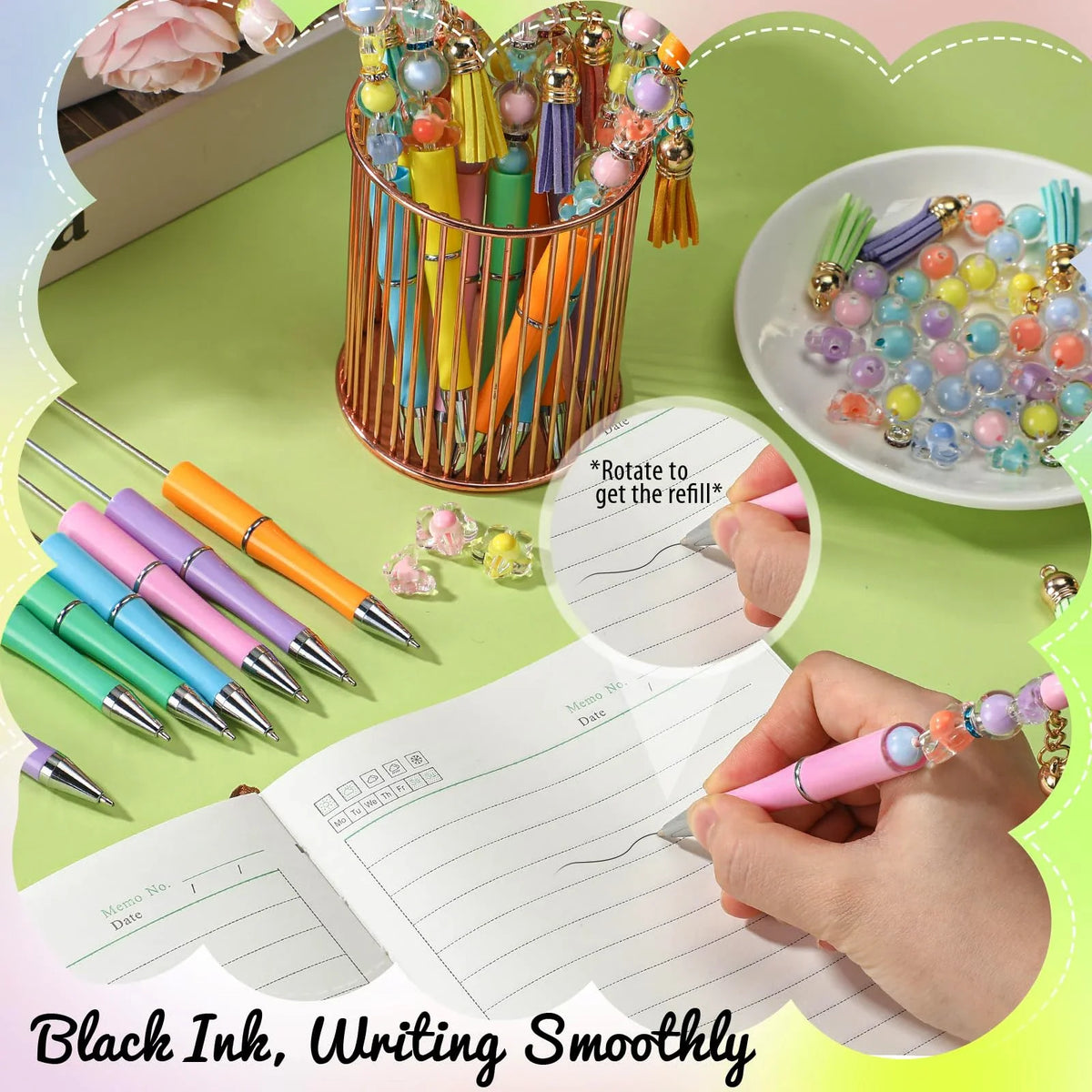 Ballpoint Pens 30 Pack, Beaded Pens with Tassels for School Supplies and Journaling – image 4