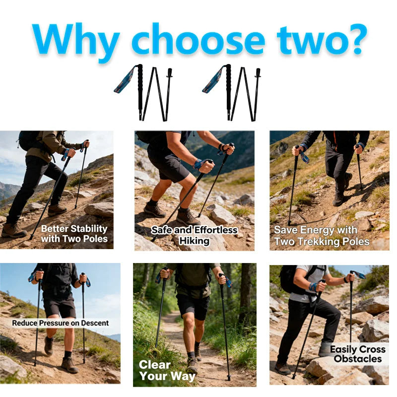 Folding Trekking Poles, Collapsible Walking Stick for Hiking and Outdoor Walks – image 5