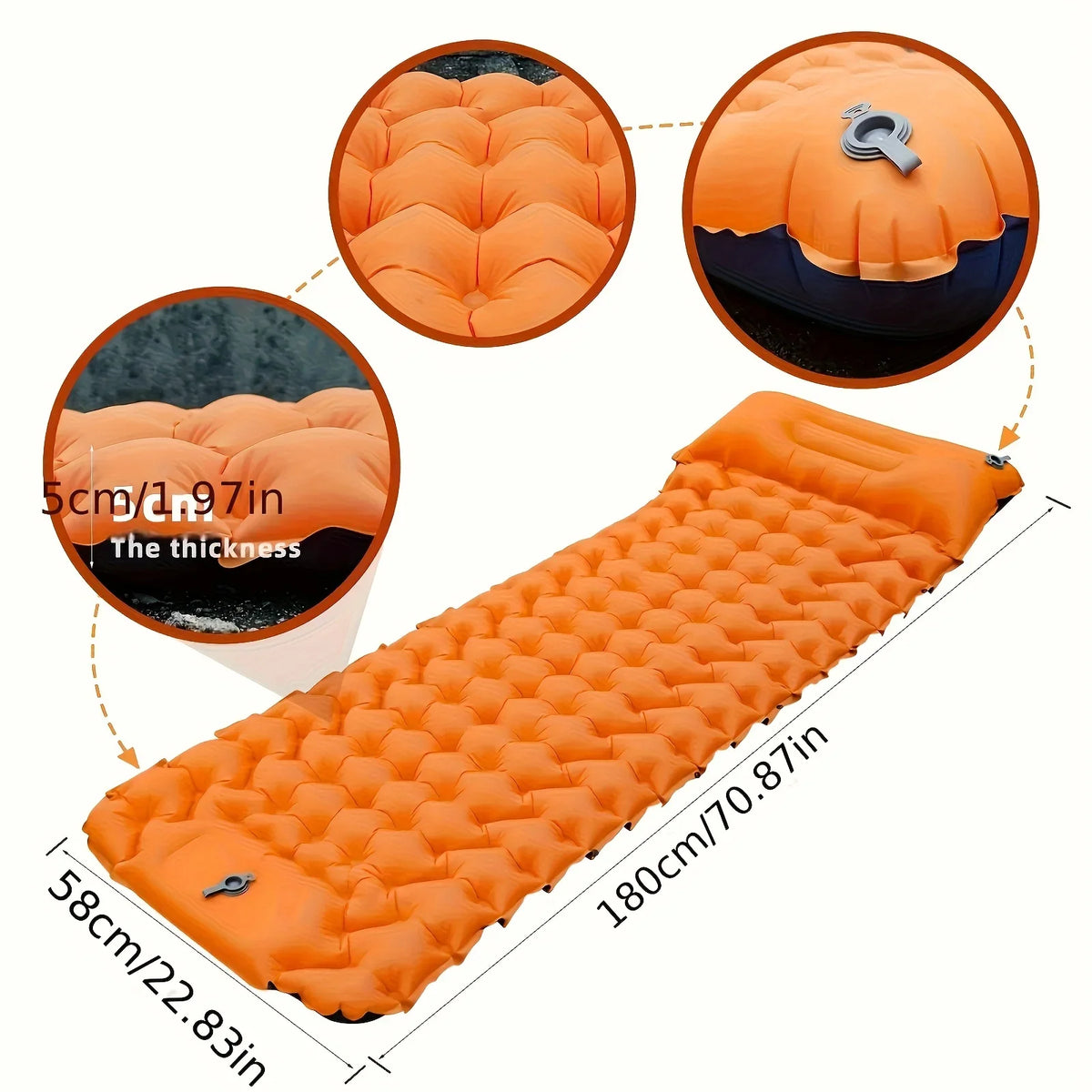 Inflatable Camping Mat with Pillow, Camping Sleeping Mat – image 4