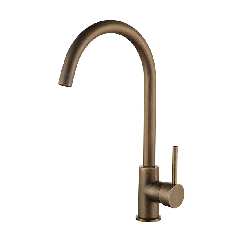 Antique Brass Kitchen Faucet Single Handle, Brass Kitchen Sink Faucet with 360 Degree Swivel – image 7