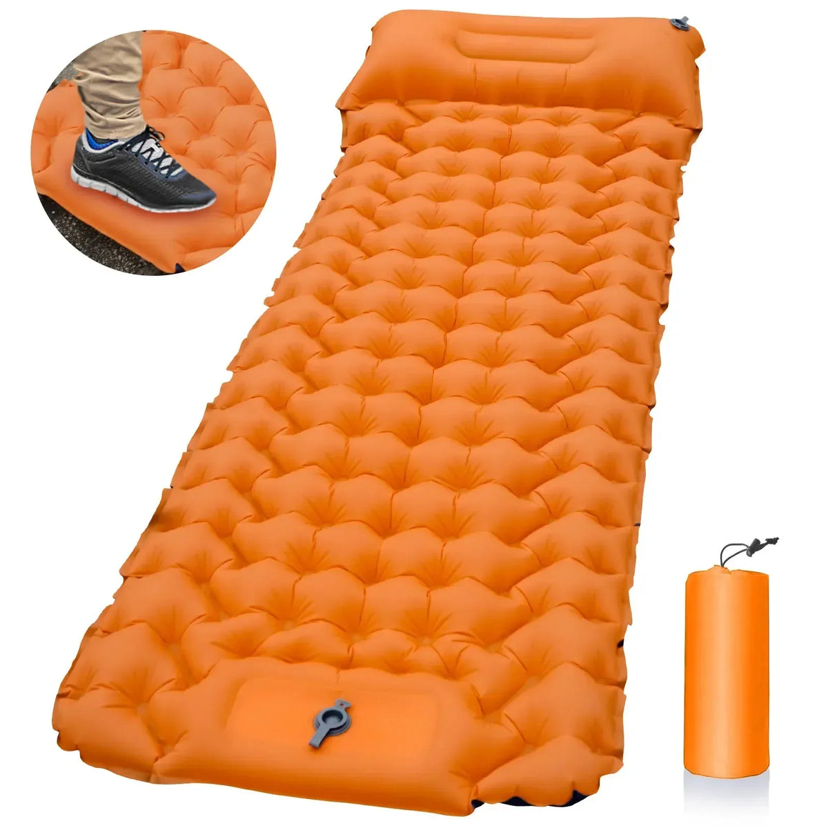 Inflatable Camping Mat with Pillow, Camping Sleeping Mat