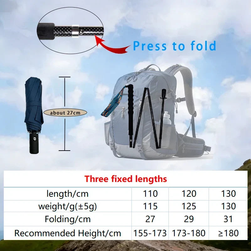 Folding Trekking Poles, Adjustable Hiking Poles