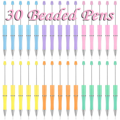 Ballpoint Pens 30 Pack, Beaded Pens with Tassels for School Supplies and Journaling, Cute Black Pens for Office