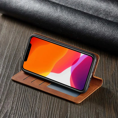 Leather Phone Case, Wallet Phone Case with Card Holder and Magnetic Closure