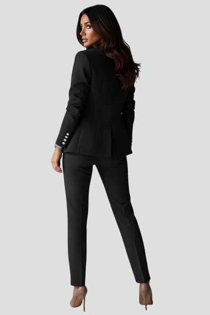 Double Breasted Suit for Women, Womens Pant Suit with Blazer and Straight Leg Trousers – image 4