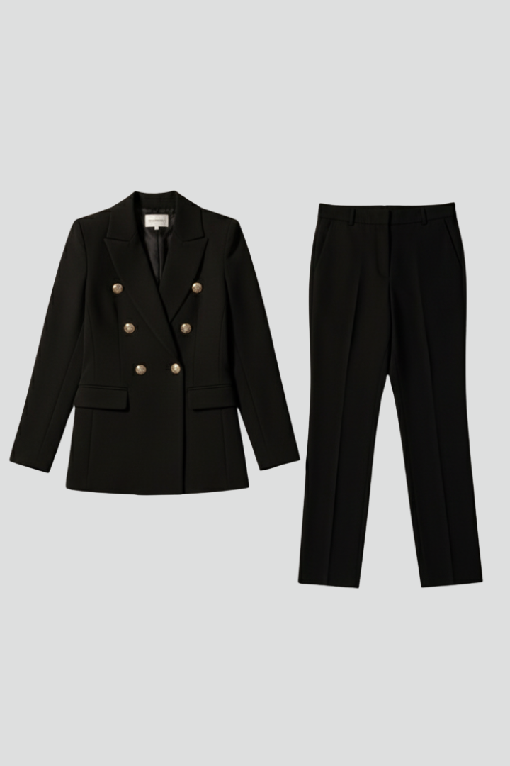 Double Breasted Suit for Women, Womens Pant Suit with Blazer and Straight Leg Trousers, Womens Suit Set for Work