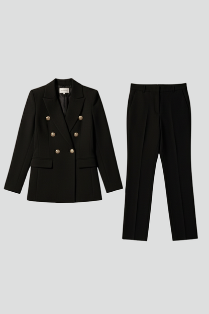 Double Breasted Suit for Women, Womens Pant Suit with Blazer and Straight Leg Trousers, Womens Suit Set for Work