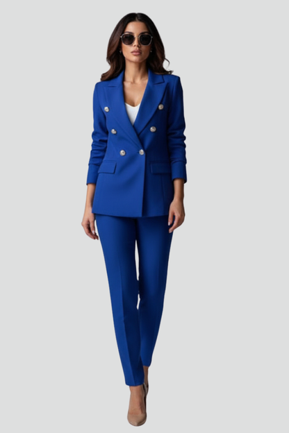 Double Breasted Suit for Women, Womens Pant Suit with Blazer and Straight Leg Trousers – image 13
