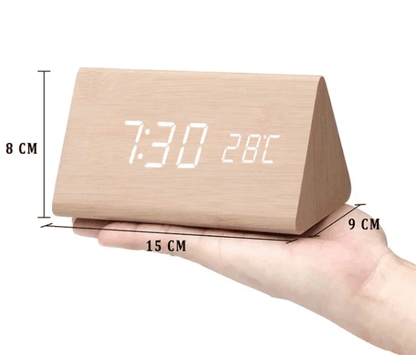 Digital Clock for Desk, Wooden Digital Clock with Sound Activation – image 10