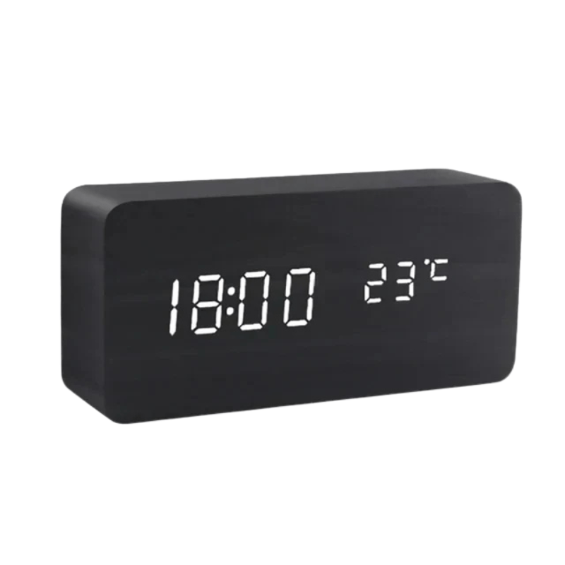 Digital Clock for Desk, Wooden Digital Clock with Sound Activation – image 16