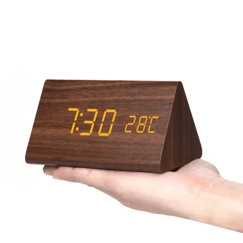 Digital Clock for Desk, Wooden Digital Clock with Sound Activation – image 20