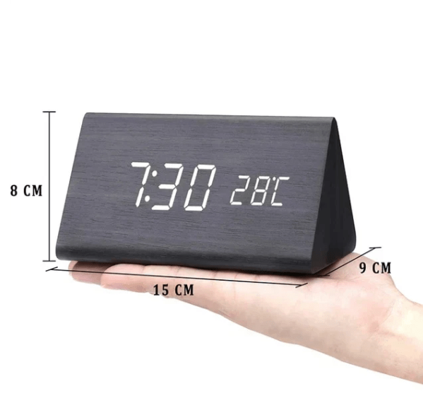 Digital Clock for Desk, Wooden Digital Clock with Sound Activation – image 8
