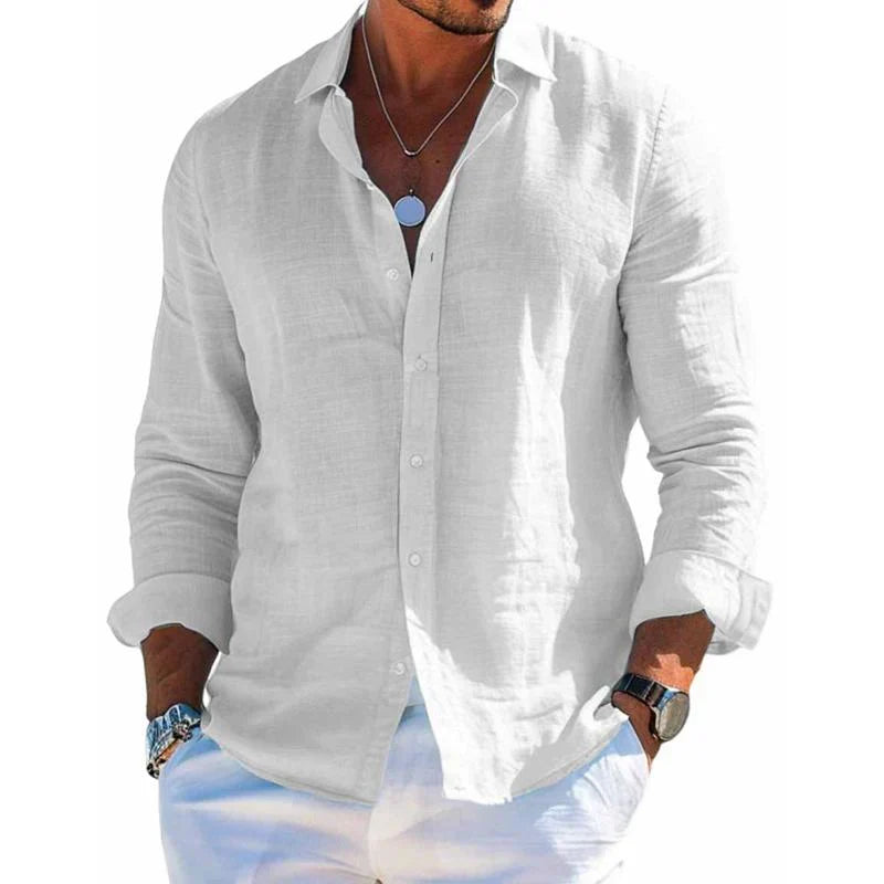 Long Sleeve Shirt for Men, Mens Collared Shirt Solid Color for Everyday and Travel