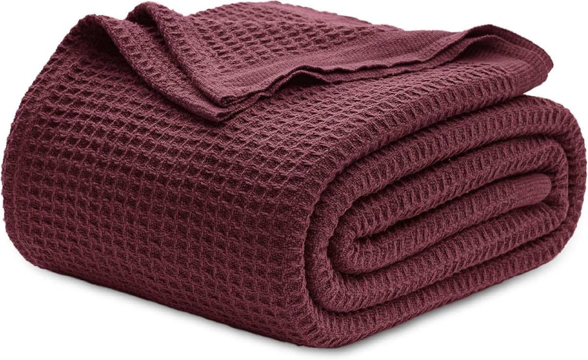 Cotton Throw Blanket, Waffle Weave King Size Blanket for All Seasons – image 43