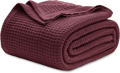 Cotton Throw Blanket, Waffle Weave King Size Blanket for All Seasons – image 43