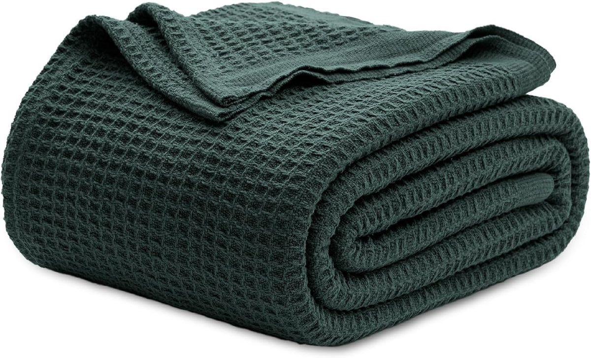 Cotton Throw Blanket, Waffle Weave King Size Blanket for All Seasons – image 37