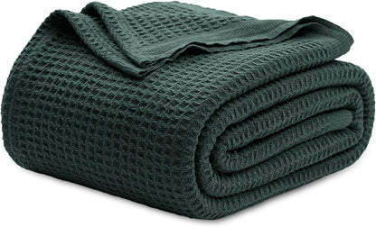 Cotton Throw Blanket, Waffle Weave King Size Blanket for All Seasons – image 37