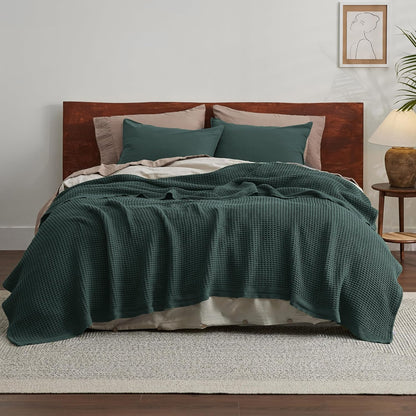 Cotton Throw Blanket, Waffle Weave King Size Blanket for All Seasons – image 17