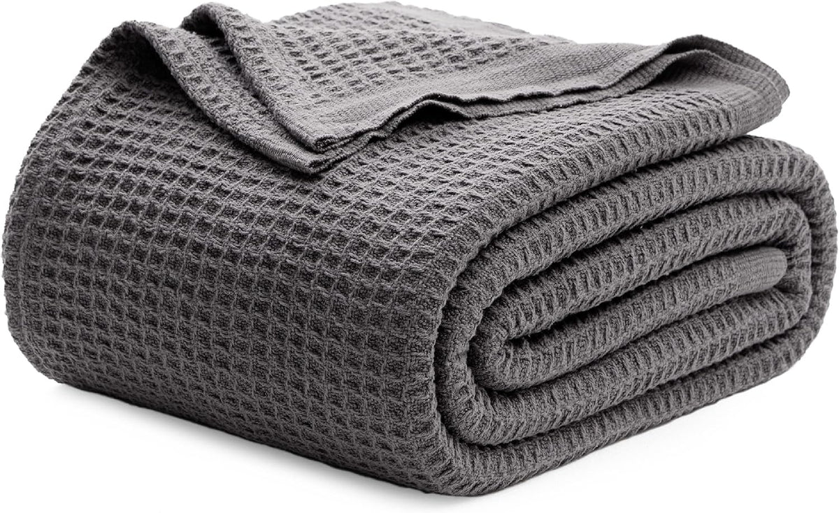 Cotton Throw Blanket, Waffle Weave King Size Blanket for All Seasons – image 33