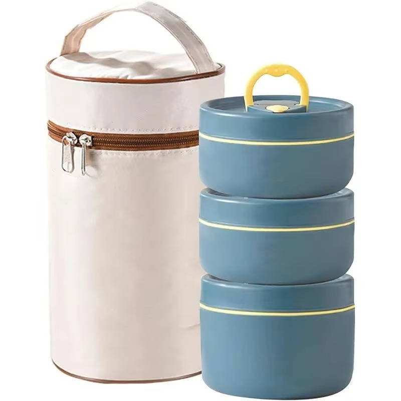 Insulated Lunch Box, Stackable Bento Box with Insulated Lunch Bag, 3 Sealed Lunch Containers for Work and School