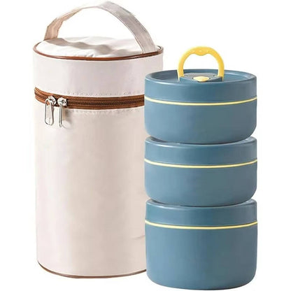 Insulated Lunch Box, Stackable Bento Box with Insulated Lunch Bag, 3 Sealed Lunch Containers for Work and School