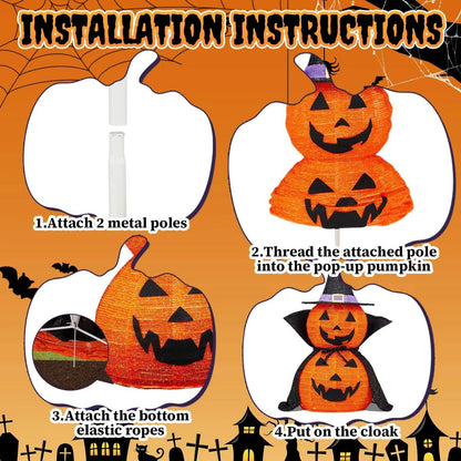 Halloween Pumpkins 3 ft, Lighted Pumpkin Decorations Set of 2 – image 7