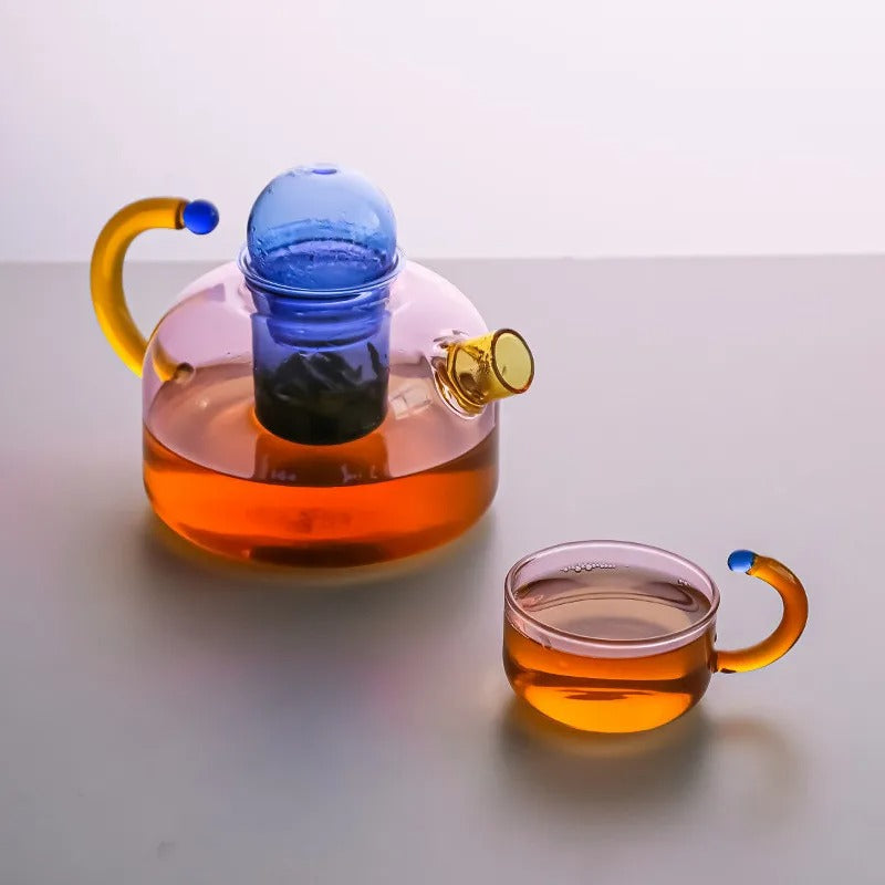 Glass Teapot with Tokyo Design, Matching Glass Tea Cup