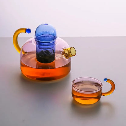 Glass Teapot with Tokyo Design, Matching Glass Tea Cup