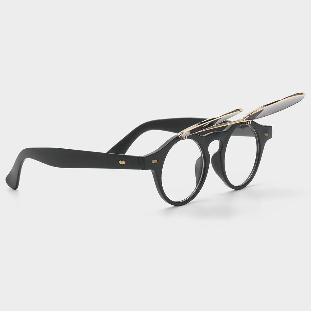 Round Sunglasses, UV400 Sunglasses with Flip Up Double Lens