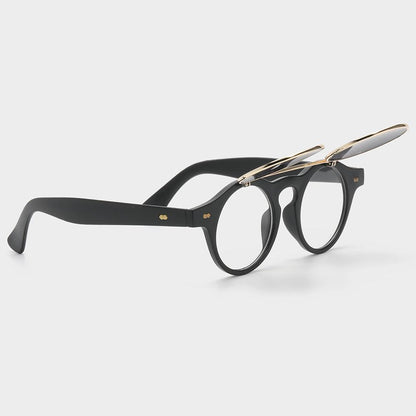 Round Sunglasses, UV400 Sunglasses with Flip Up Double Lens