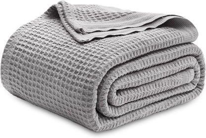 Cotton Throw Blanket, Waffle Weave King Size Blanket for All Seasons – image 23