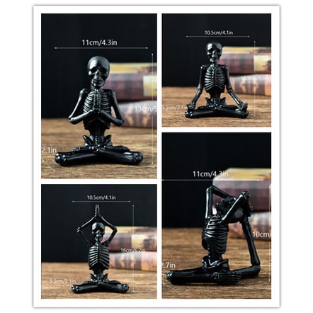 Halloween Skeleton Figurine in Yoga Pose, Resin Collectible Figurine